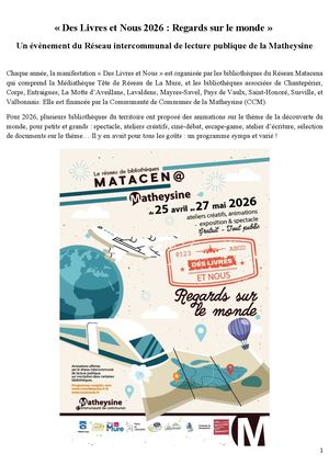 Des Livres Et Nous 2026 Monde