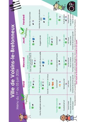 Menus Du 1er Juin Au 3 Juillet Modif Des Goûters Pour La Gi éLémentaire