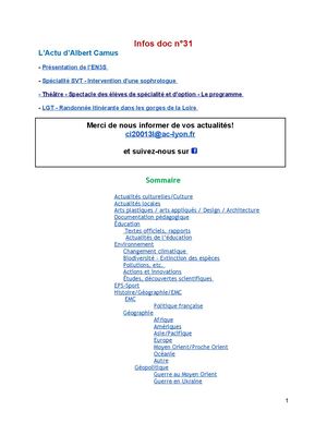 Infos Doc n°31 2025 2026