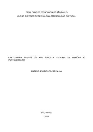 Cartografia Afetiva da Rua Augusta: Lugares de Memória e Pertencimento
