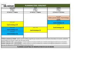 Plannings Cours Collectifs 26 27