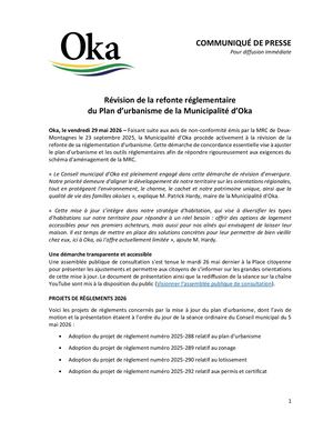 Communiqué - Assemblée publique de consultation (Plan d'urbanisme)