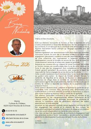 Brèves Nicolaïtes Printemps 2026