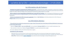 La Lettre De La Cdu – Service D’odontologie