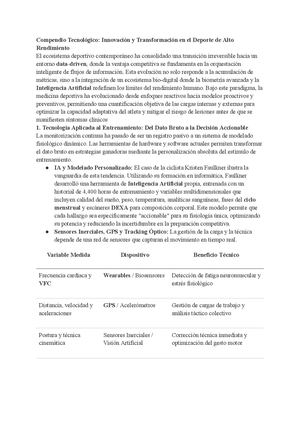 Compendio Tecnológico Innovación Y Transformación En El Deporte De Alto Rendimiento