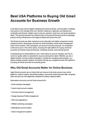 Best Usa Platforms To Buying Old Gmail Accounts For Business Growth