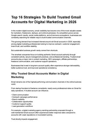 Top 16 Strategies To Build Trusted Gmail Accounts For Digital Marketing In 2026