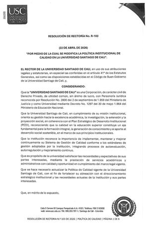 R 103 Política Institucional De Calidad