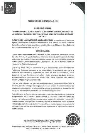 R 104 Política De Control Interno