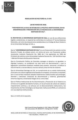 R 076 Política de No Discriminación y Prevención de la Violencia