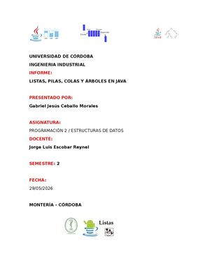 Informe de listas,pilas,colas,arboles en java