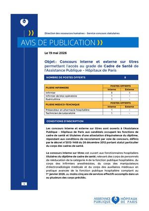 Avis De Publication Concours Interne Externe Cadre De Santé 2026