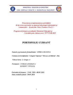 Portofoliu Evaluare Oprea Geanina. Sv Cross 2. ACTIVITATEA 3