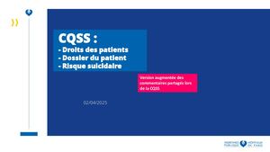 Cqss Avril 2026 Droit Des Patients Dossier Patient Risque Suicidaire Avec Commentaires Vdef