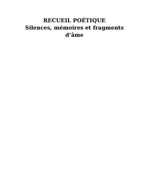 Recueil Poetique Silences Memoires(1)