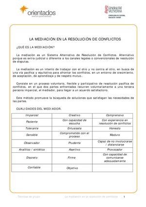 La Mediacion En La Resolucion De Conflictos (1)