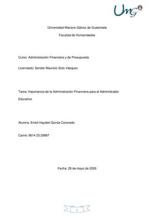 “Importancia de la Administración Financiera para el Administrador Educativo”