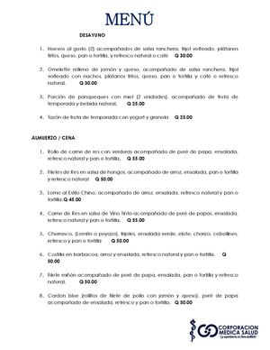 Menú Auditorio 1