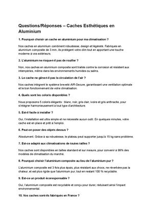 Questions Réponses Pages Produits