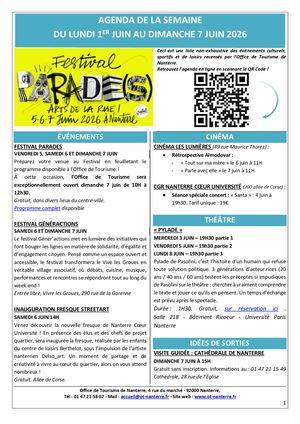 Agenda Du 1 Au 7 Juin 2026