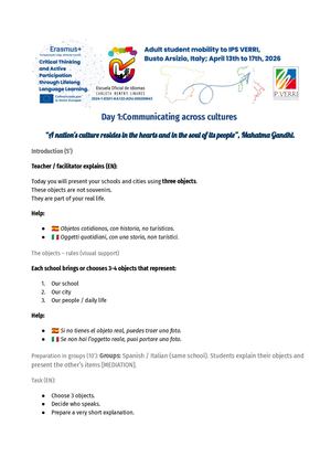 Actividades Erasmus+ en IPS Verri, Busto Arsizio