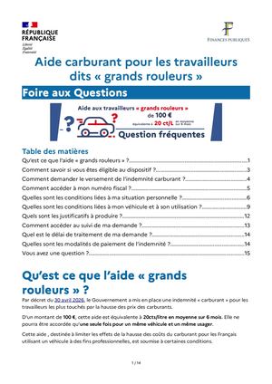 Faq Aide Carburant Travailleurs Grands Rouleurs