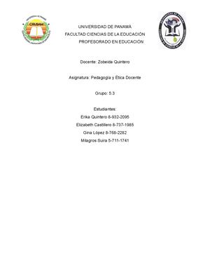 Pedagog Ã A Y Etica Docente