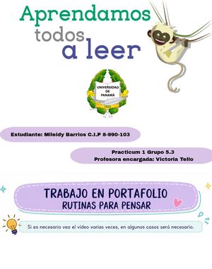 Portafolio Rutinas para pensar Aprender a leer