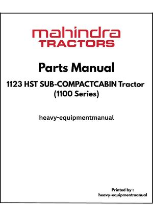 Mahindra 1123 Hst Sub Compact Cabin Tractor PDF Parts Manual