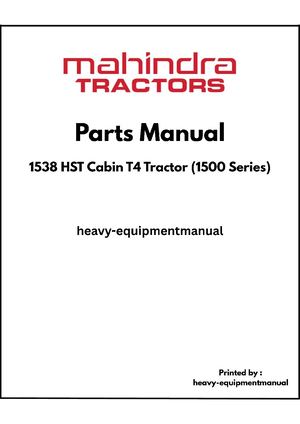 Mahindra 1538 Hst Cabin T4 Tractor PDF Parts Manual