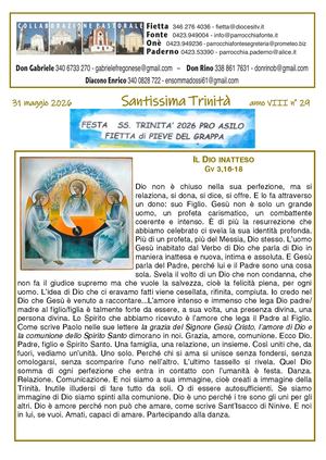 Avvisi Parrocchiali Dal 31 Maggio Al 7 Giugno 2026 - Santissima Trinità 2026