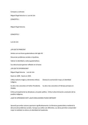 Compara Y Contrasta De Obras Literarias