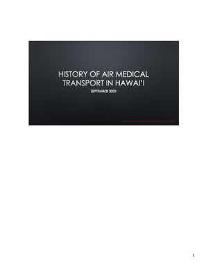 History Of Air Ambulance In Hawai'i