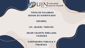 Exposicion Tipo De Palabras Segun Su Significado