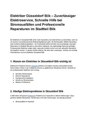 Elektriker Düsseldorf Bilk – Zuverlässiger Elektroservice, Schnelle Hilfe Bei Stromausfällen Und Professionelle Reparaturen Im Stadtteil Bilk
