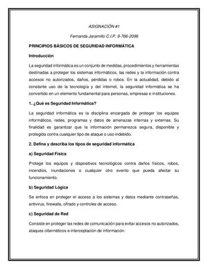 PRINCIPIOS BÁSICOS DE SEGURIDAD INFORMÁTICA
