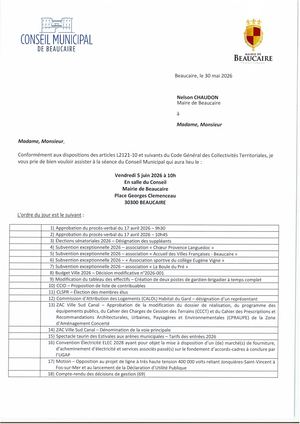 Convocation Au Conseil Municipal Du 5 Juin 2026