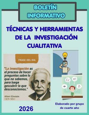 Boletín Técnicas Y Herramientas De La Investigación Cualitativa