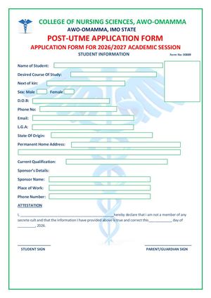 Covenant University, Post-Utme Form 2026/2027 Admission Form is Out