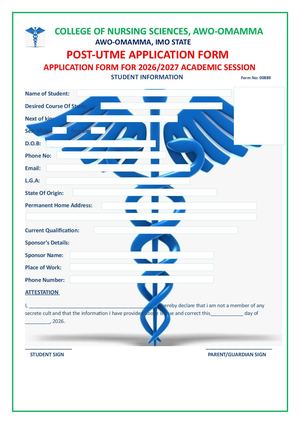 Crawford University, Post-Utme Form 2026/2027 Admission Form is Out