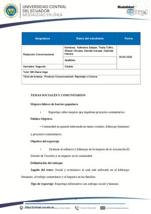 Reacción Comunciacional Sumativa Final