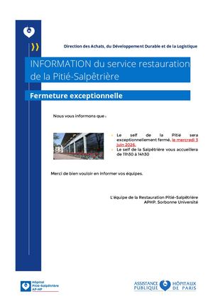Note DADDL PSL - Information Fermeture Exceptionnelle Self Pitié 3 Juin 2026