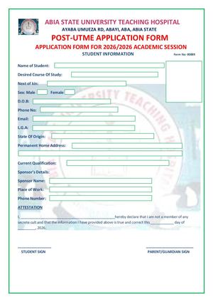 African University of Science and Technology, Post-Utme Form 2026/2027 Admission Form is Out. Call ☎️ 08132728112 Dr. Mrs Sarah
