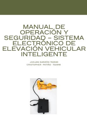 Manual De Operación Y Seguridad — Sistema Electrónico De Elevación Vehicular Inteligente