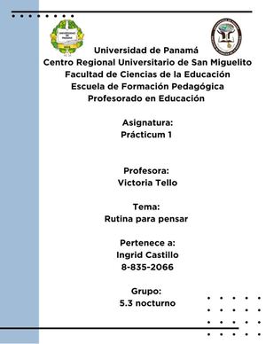Rutinas Para Pensar, Profesora,Victoria Tello