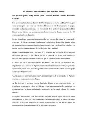Cronica Del Inti Raymi
