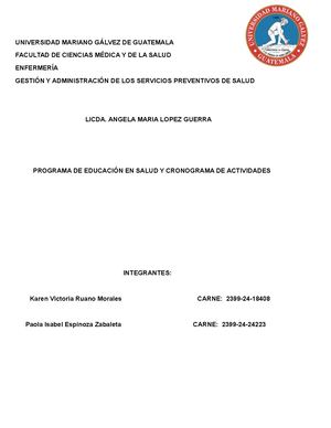 Formato Programa De Educación En Salud Dirigido A Usuarios Terminado