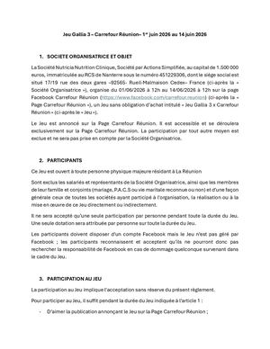 Règlement De Jeu Concours Gallia 3 X Carrefour 2026