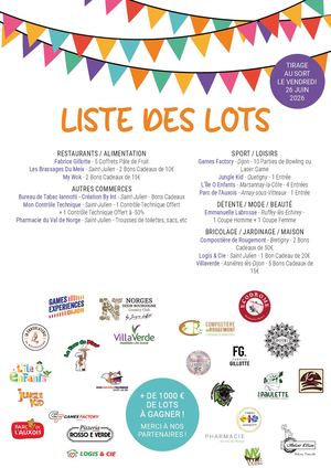 Tombola APE Clénay 2026 Liste des lots