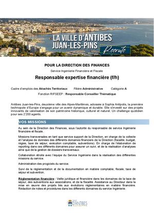 Annonce Responseble Expertise financiere